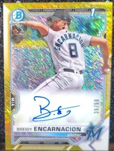 BREIDY ENCARNACION ⚾ 2021 Bowman Chrome GOLD SHIMMER REFRACTOR AUTO 39/50 RC - Picture 1 of 4