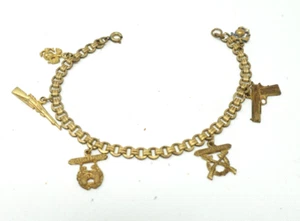 Vintage Gold Plate US Marine Corps Sweetheart Bettelarmband mit Box - Bild 1 von 16