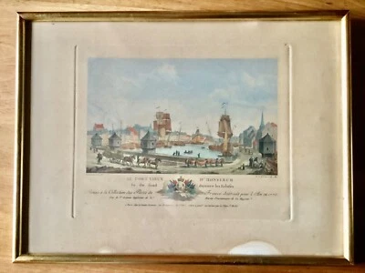 gravure ancienne, le vieux port d'Honfleur en 1776 , Y le Gouaz... - Photo 1/4