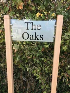 Personalised Oak House Sign, Custom Premium Outdoor Glass Acrylic Name Plaque - Picture 1 of 6