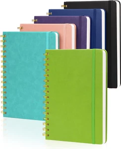 Spiral Notebooks A5 Journals Bulk 6 Packs Lined Hardcover Thick Paper Leather - Picture 1 of 1