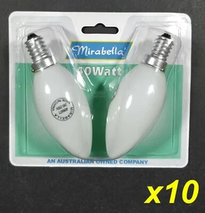 20 x 40W Candle Shaped Light Globes Bulbs Lamp E14 Small Screw Incandescent Opal - Picture 1 of 2