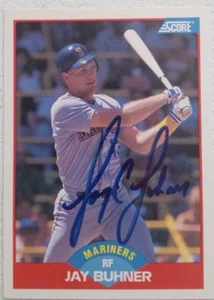 Tarjeta de novato Jay Buhner, firmada a mano, 1989, puntuación, Seattle Mariners, número 530 - Imagen 1 de 6