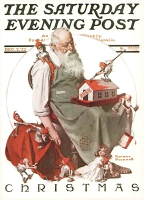 1922 DEC 2 Christmas Santa NORMAN ROCKWELL SATURDAY EVENING POST COVER ART PRINT Foto 1 de 3