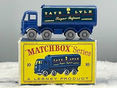 火柴盒 Mooko Lesney#10C 糖集装箱卡车,GPW,完好所有原装 D 盒 — 第 1/4 张图片