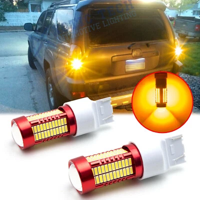 7443 7440 T20 3000K Amber 106 SMD LED Turn Signal Lights For Mazda Chevy Toyota - Изображение 1 из 4