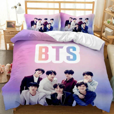 BTS Bangtan Boys Duvet Cover Pillowcase Set Twin Queen Bed Bedding Quilt Cover - Image 1 of 4