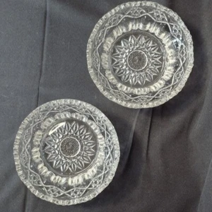 Pressed Heavy Crystal 4" Fruit Nut Finger dessert Bowl Panel Diamond Star Burst - Picture 1 of 11