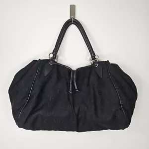 BVLGARI LOGO MANIA Women's Shoulder Tote Bag Canvas Leather Black Italy - Picture 1 of 18