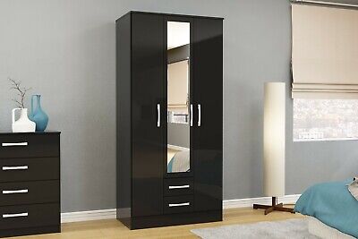 New Modern 2 Door Wardrobe In Black, White,  Walnut&Black, Grey, Or White&Grey • 487.95£
