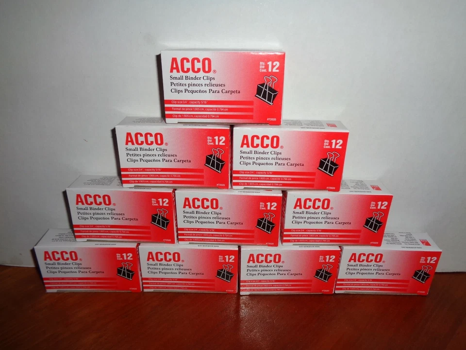 120 Clips de carpeta pequeños ACCO de 3/4" alambre de acero tapa de 5/16" negro/plateado caja de 10-12 quilates Foto 1 de 1