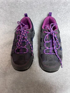 Lands End kids hiking shoes, Dark gray/black with pink, blue, purple highlights - Picture 1 of 19
