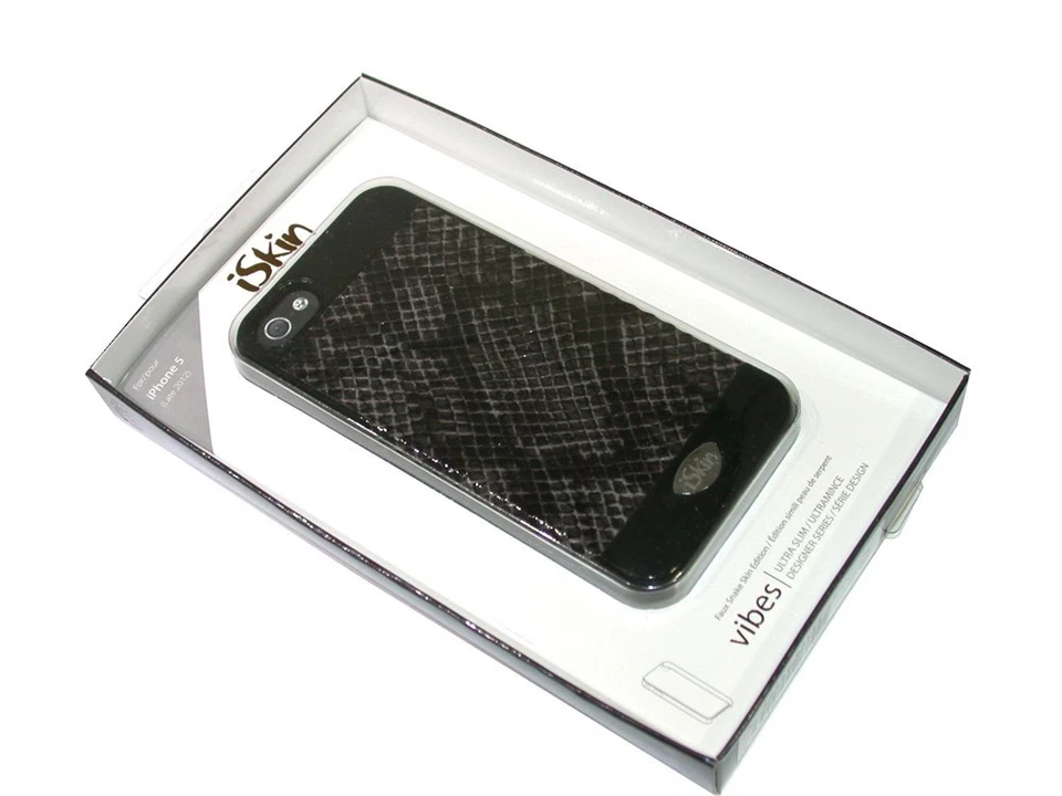 Nueva Funda iSkin VBSNK5-BK1 Vibes para iPhone 5 - Piel de serpiente sintética - ENVÍO GRATUITO Foto 1 de 2