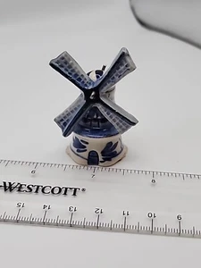 Vintage Delft Holland Blue White Ceramic WINDMILL Figurine 2" Tall Read descript - Picture 1 of 5