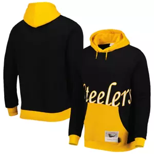 Pittsburgh Steelers Mitchell & Ness Big Face 5.0 Pullover Hoodie - Black 5XL - Picture 1 of 3