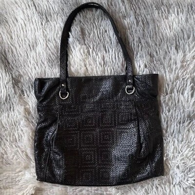 Gianni Chiarini 意大利皮革雪佛龙黑色手提包钱包 状况完好 — 第 1/4 张图片