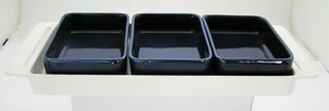 1950's Melitta Set White Serving Tray 3 Rectangle Blue Porcelain Dishes Germany - Picture 1 of 9