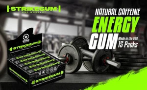 Strike Energy Gum- Tray -Spearmint-90mg Caffeine + 100mg Alpha-GPC per piece-meg - Picture 1 of 6