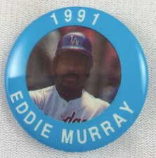 MLB 1991 MLBPA Photo Button Pin - Los Angeles Dodgers - Eddie Murray