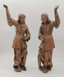 Antica Coppia sculture legno dorato angeli - Imagen 1 de 10