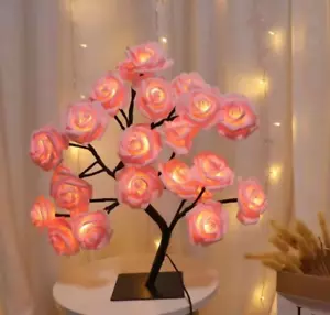 Rose Tree Light Table Lamp 24 LED Bedside Night Lights Home Decor Birthday Gift - Picture 1 of 5