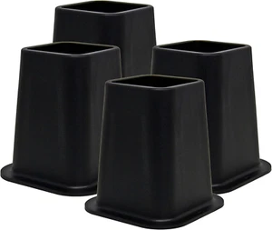 6 Inch Bed Risers - Set of 4 Black Furniture Risers for Desk, Sofa, Couch & Tabl - Picture 1 of 9
