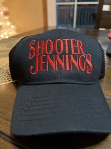 Schwarze Shooter Jennings The Wolf Tour Hüte rot bestickt Trucker Netzrücken neu ohne Etikett - Bild 1 von 7
