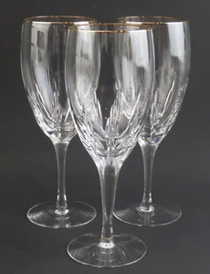 SET 3 Lenox Crystal Firelight Gold Rim NO Panel Iced Tea Glasses Water Goblets - Picture 1 of 5