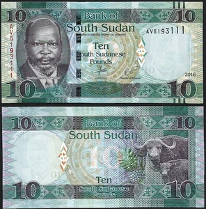 SOUTH SUDAN 10 POUNDS 2016 UNC AV,TWO OX AND PINEAPPLES,PORTRAIT OF DR: - Picture 1 of 1