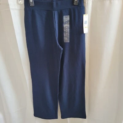 Pantalones de punto Anne Klein para mujer pequeños azules pierna ancha algodón carrera 16290 Foto 1 de 4