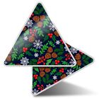 2 x Triangle Stickers  10cm - Christmas Pattern Holly Pine Cones Festive  #44602