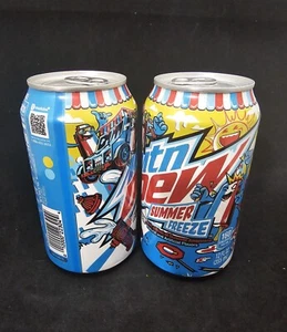 2 NEW FULL 2023 Mountain Dew Summer Freeze 12oz Cans Delicious 10/2023 - Picture 1 of 6