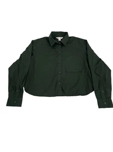Old Navy The Cropped Shirt Button Up Women’s Medium Green NWT - Picture 1 of 7