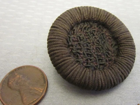 antique 19C WOVEN HAIR BUTTON 40mm large 1.5" brunette silk passementarie Cover