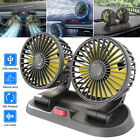 Car Fan,Dual Head USB Fan,Portable Vehicle Cooling Fan,Brushless Motor 2 Speeds