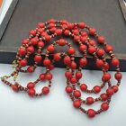 Vintage African Antique Trade Beads Old Red Glass Beads long Strand 12.5mm