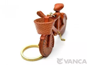 Bicycle Handmade 3D Leather (L) Keychain/Keyring *VANCA* Made in Japan #56102 - Picture 1 of 12