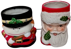 Santa Head Jar Candle Holder Jasco 1980 Plus Toy Soldier Jar Vintage 3" - Picture 1 of 6
