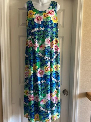 HULA-LEI DE COLECCIÓN LARGO MAXI TROPICAL VESTIDO FLORAL LAZO TRASERO RESORT WEAR Y2K NUEVO NUEVO CON ETIQUETAS Foto 1 de 4