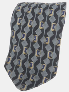 Pastime By Arrow 100% Silk Tie 3 3/4" Wide x 58" Long Gray On Black Made In USA - Picture 1 of 5