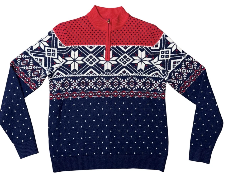 Suéter Vineyard Vines Azul Lana Merino Tejido Pullover 1/4 Cremallera Juvenil (18) XL Foto 1 de 4