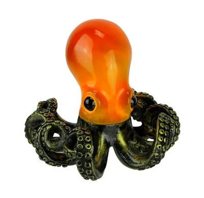 Orange and Antique Bronze Coastal Art Octopus Coiled Tentacles Accent Lamp Small - Image 1 of 4