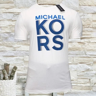 NUEVO CON ETIQUETAS MICHAEL KORS PRECIO DE VENTA SUGERIDO POR EL FABRICANTE $56.99 HOMBRE BLANCO CUELLO REDONDO MANGA CORTA CAMISETA TALLA S M L Foto 1 de 4
