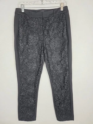 Calça bordada White House Black Market The Slim tornozelo - Tamanho 8 preta elástica - Imagem 1 de 4