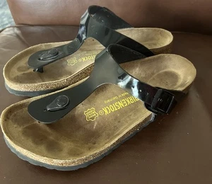 Birkenstock Gizeh Regular Fit BLACK PATENT Women's 7 EU 38 - Picture 1 of 2
