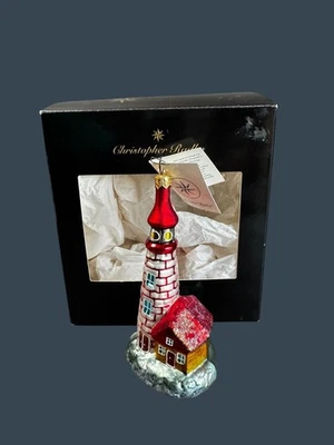 Christopher Radko 1996 adorno faro de vidrio polaco con caja y etiqueta 5,5" Foto 1 de 4