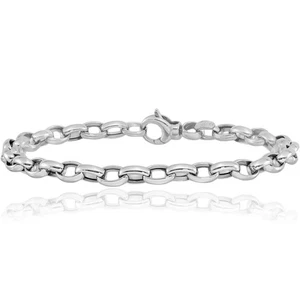 14K Solid White Gold Single Link Charm Bracelet - Picture 1 of 14