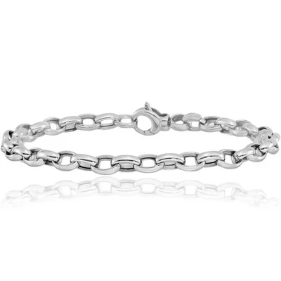 14K Solid White Gold Single Link Charm Bracelet - Image 1 of 4