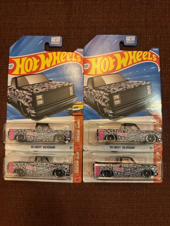 Hot Wheels Lote de 4 2026 B Case '83 Chevy Silverado Black Widow  Foto 1 de 1