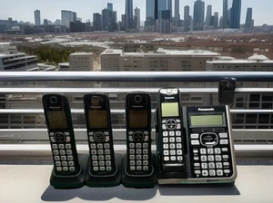 Lot manuel sans fil Panasonic de 4 téléphones KX-TGFA51 et répondeur KX-TGF570 - Photo 1/5